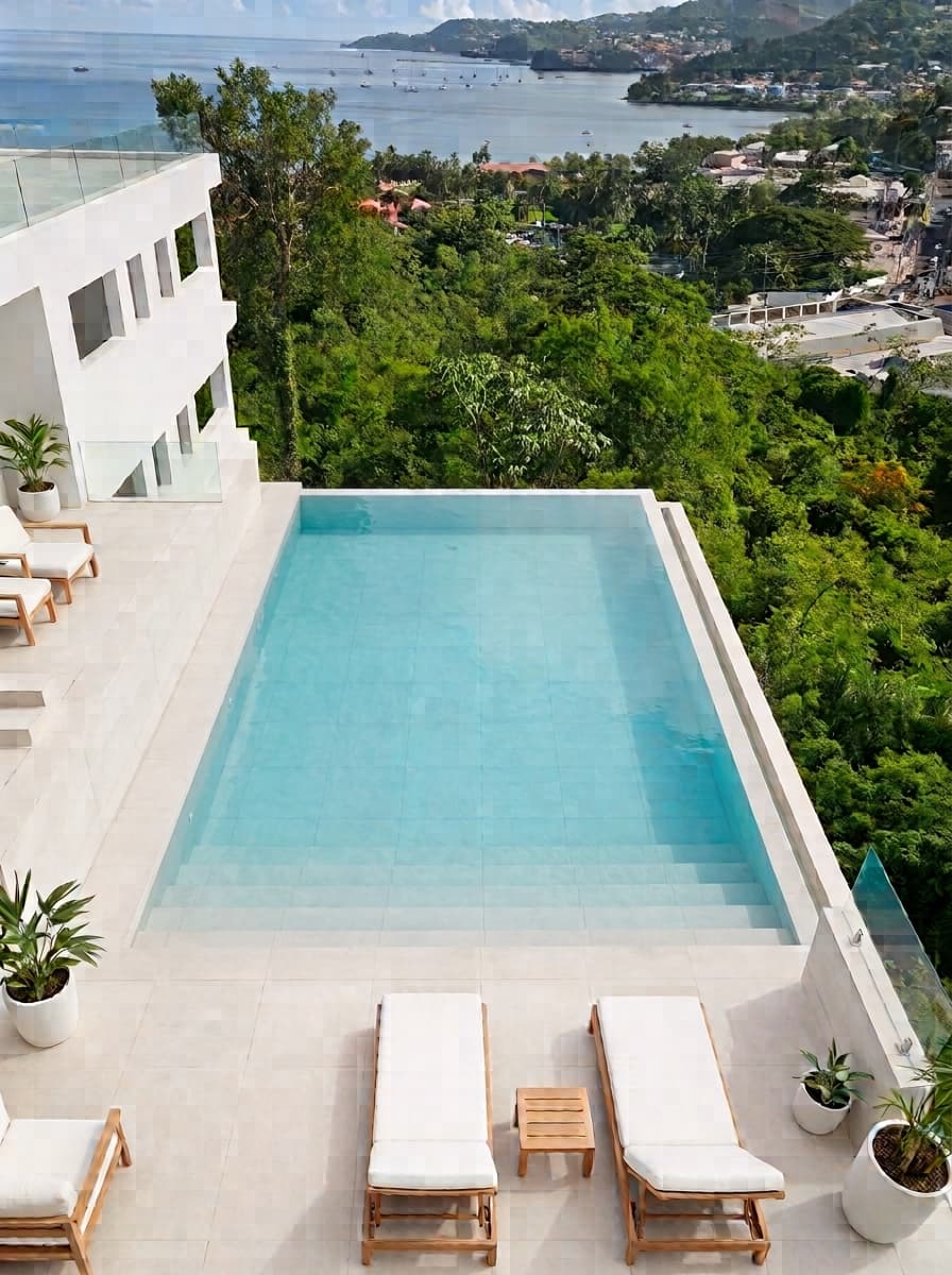 Villa Zahara pool and bay view from the top floor