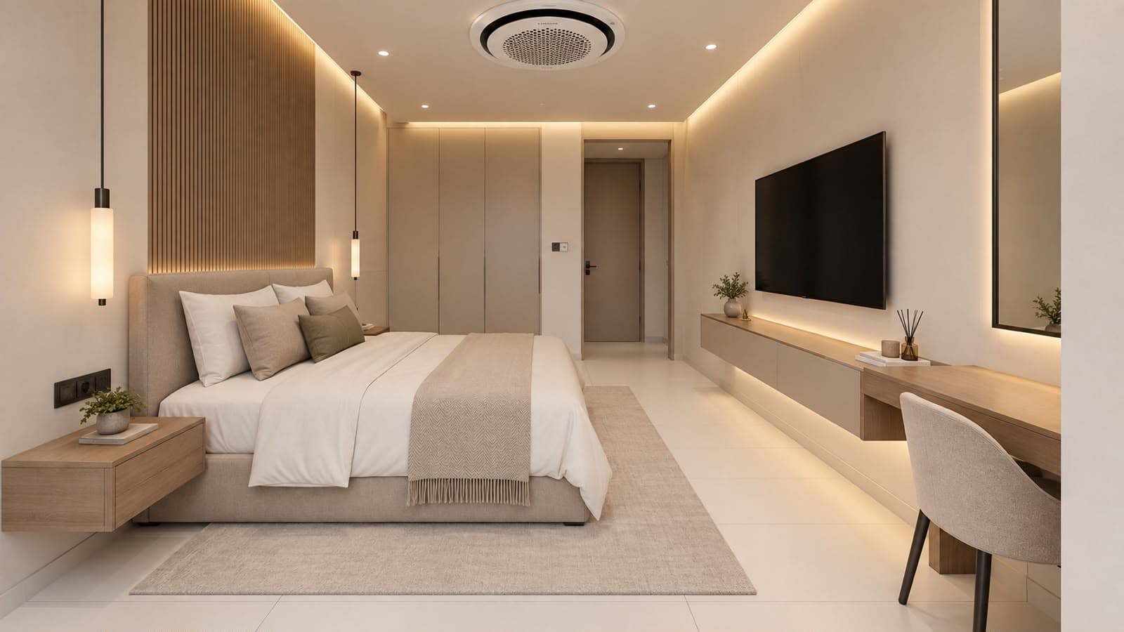 Warmly appointed bedroom in the East Wing